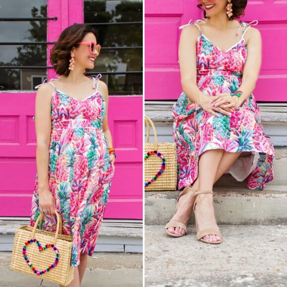 J.CREW Ratti Painted Pineapple Summer Dress - Picture 1 of 13